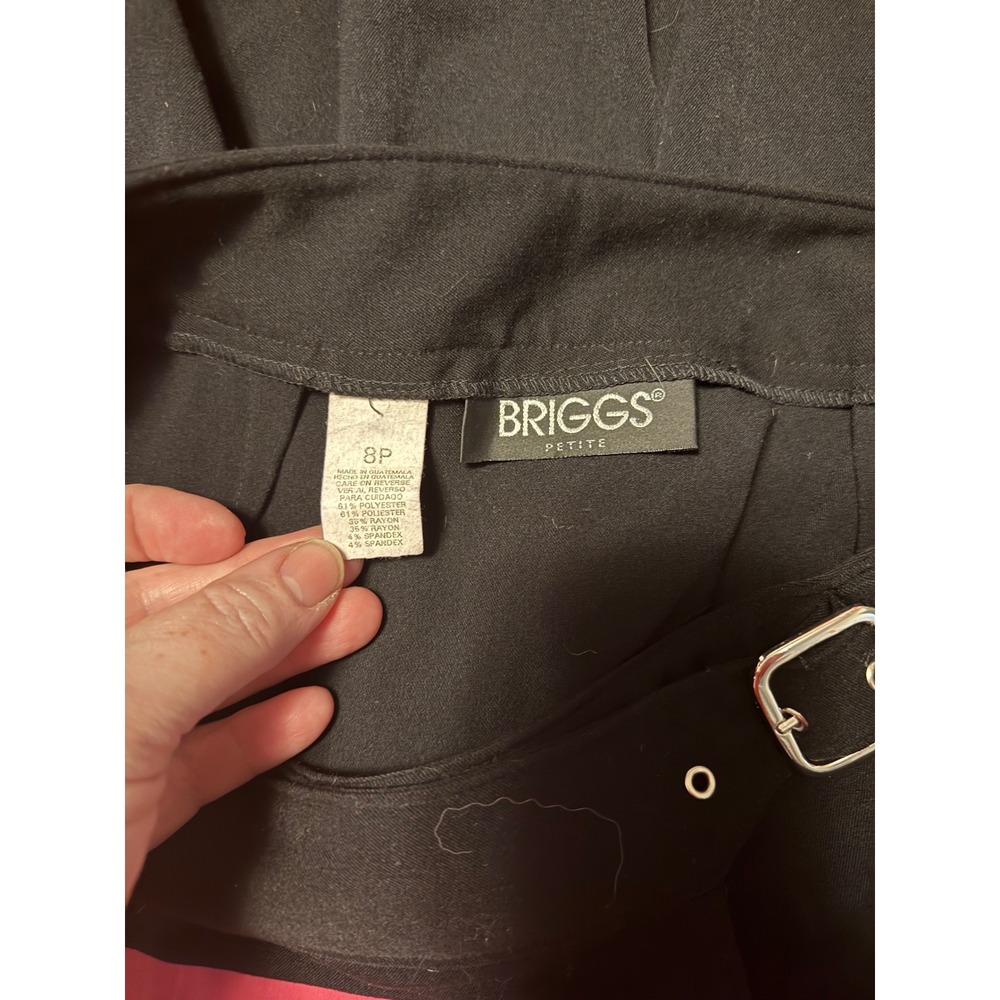 Briggs Petite‎ Womens Black Wrap Skirt Buckle Side Career A-Line Size 8P - Picture 3 of 3